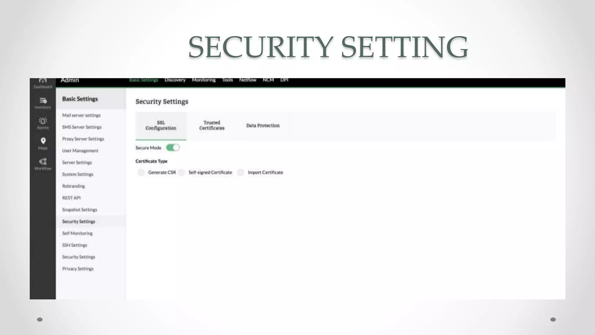 SECURITY SETTING
 