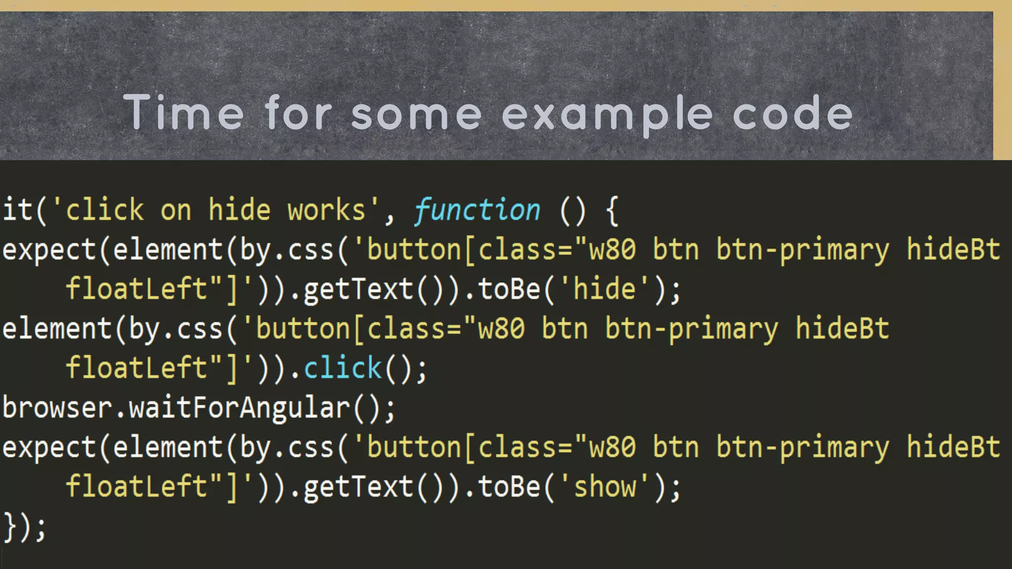 Time for some example code
 