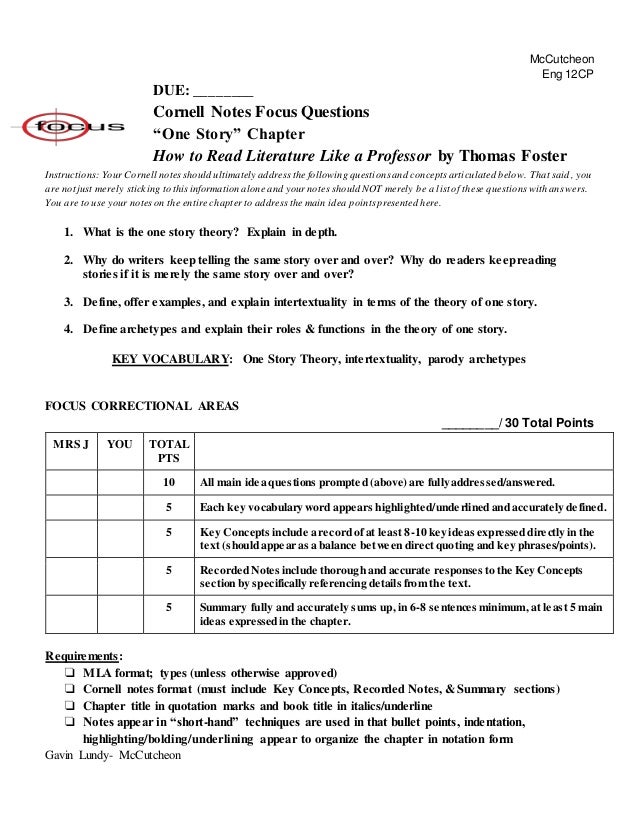 Copy of one story cornell focus questions