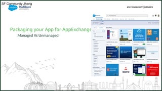 Managed Vs Unmanaged
Packaging your App for AppExchange
#SFCOMMUNITYJHANGPK
SF Community Jhang
 
