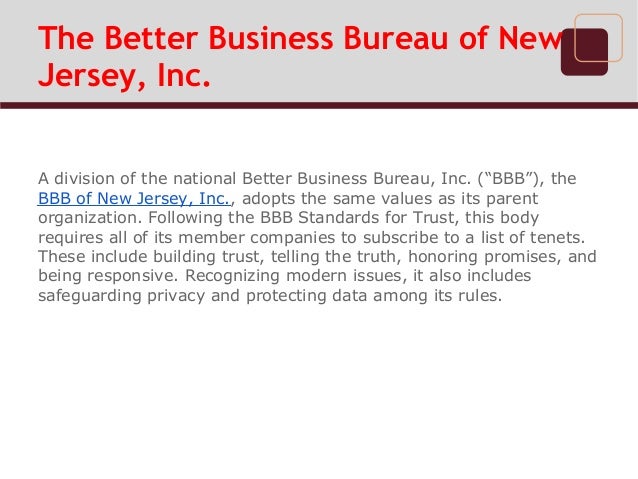The Better Business Bureau Of New Jersey Inc By Garden State Secur