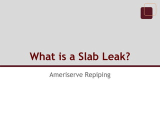 What is a Slab Leak?
Ameriserve Repiping
 