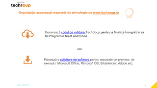 3
Organizația accesează resursele de tehnologie pe www.techsoup.ro
Generează codul de validare TechSoup pentru a finaliza ...