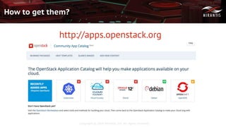 Copyright © 2016 Mirantis, Inc. All rights reserved
How to get them?
http://apps.openstack.org
 