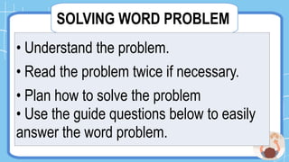 Word Problem Invovling Pattern SOLVING WORD PROBLEM INVOLVING ADDITION AND SUBTRACTIONS OF FRACTIONS ...