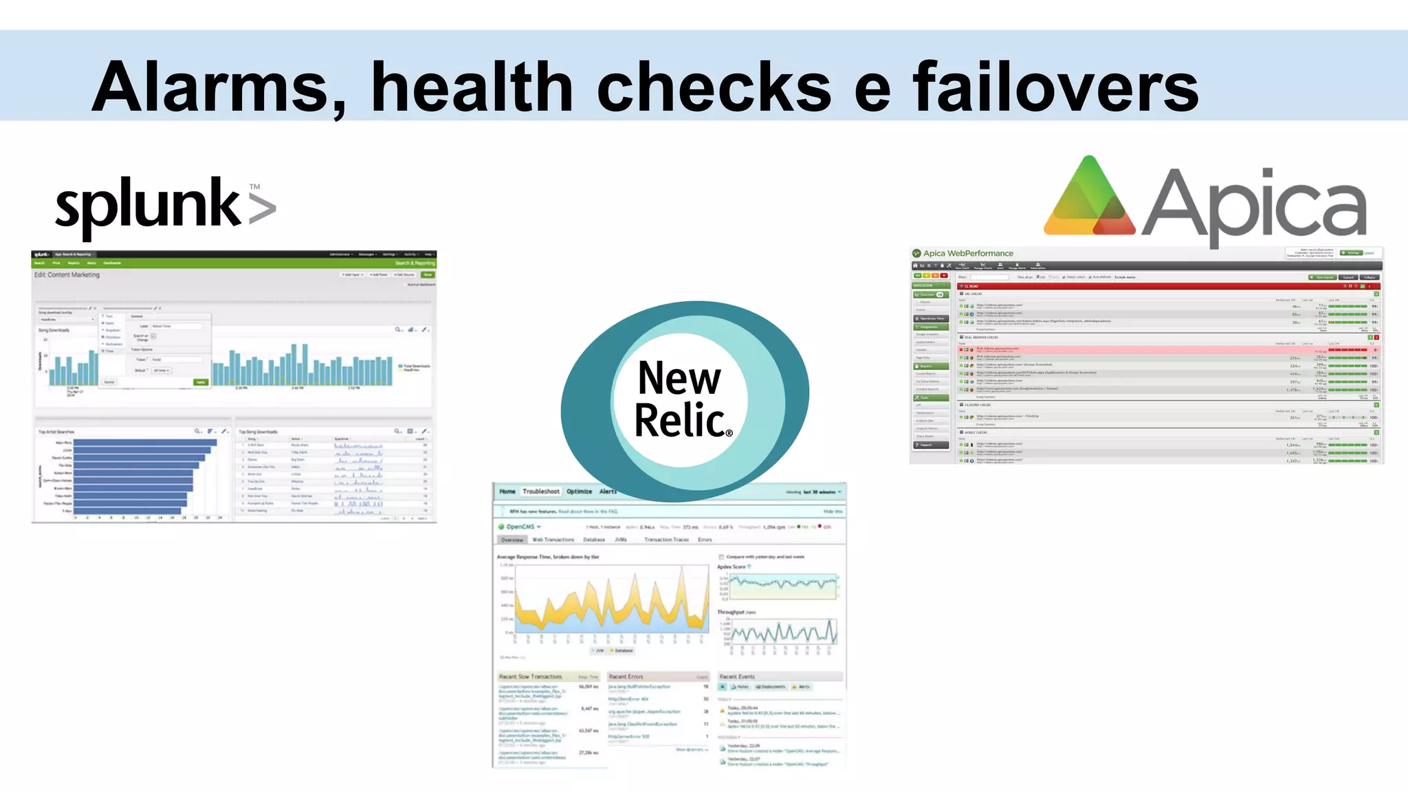 Alarms, health checks e failovers
 