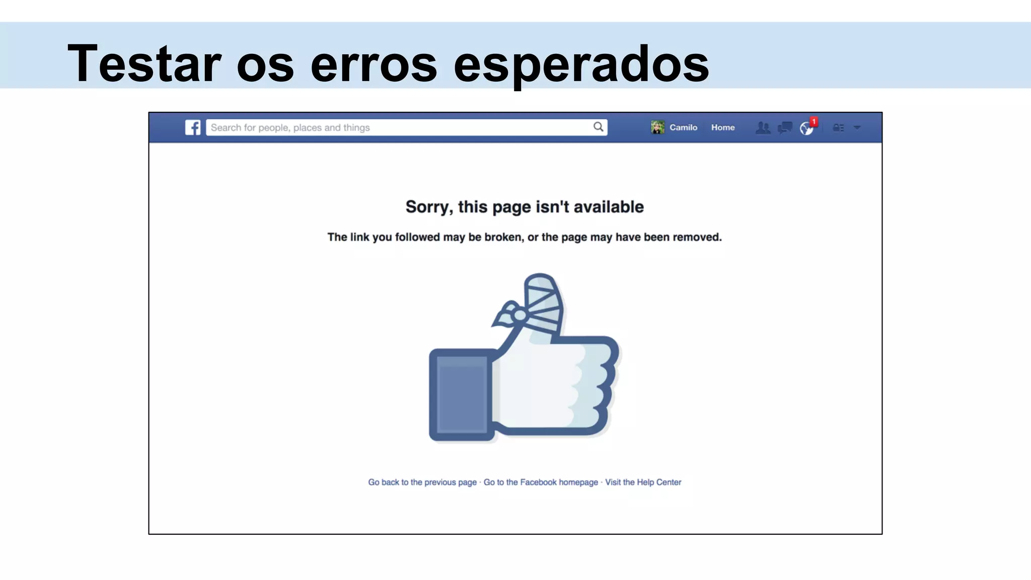 Testar os erros esperados
 