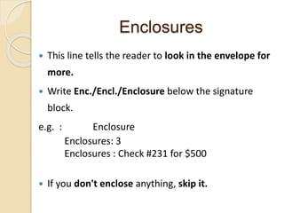 Enclouse Example Reportwriting And Business letter Writing Presentation | PPTX