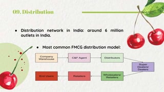 09. Distribution
● Most common FMCG distribution model:
● Distribution network in India: around 6 million
outlets in India.
 