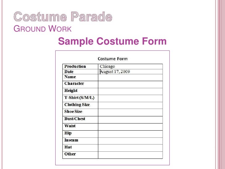 costume measurement template