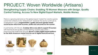 PROJECT: Woven Worldwide (Artisans)
Strengthening Supply Chains: Enabling 70 Women Weavers with Design, Quality
Control Tr...