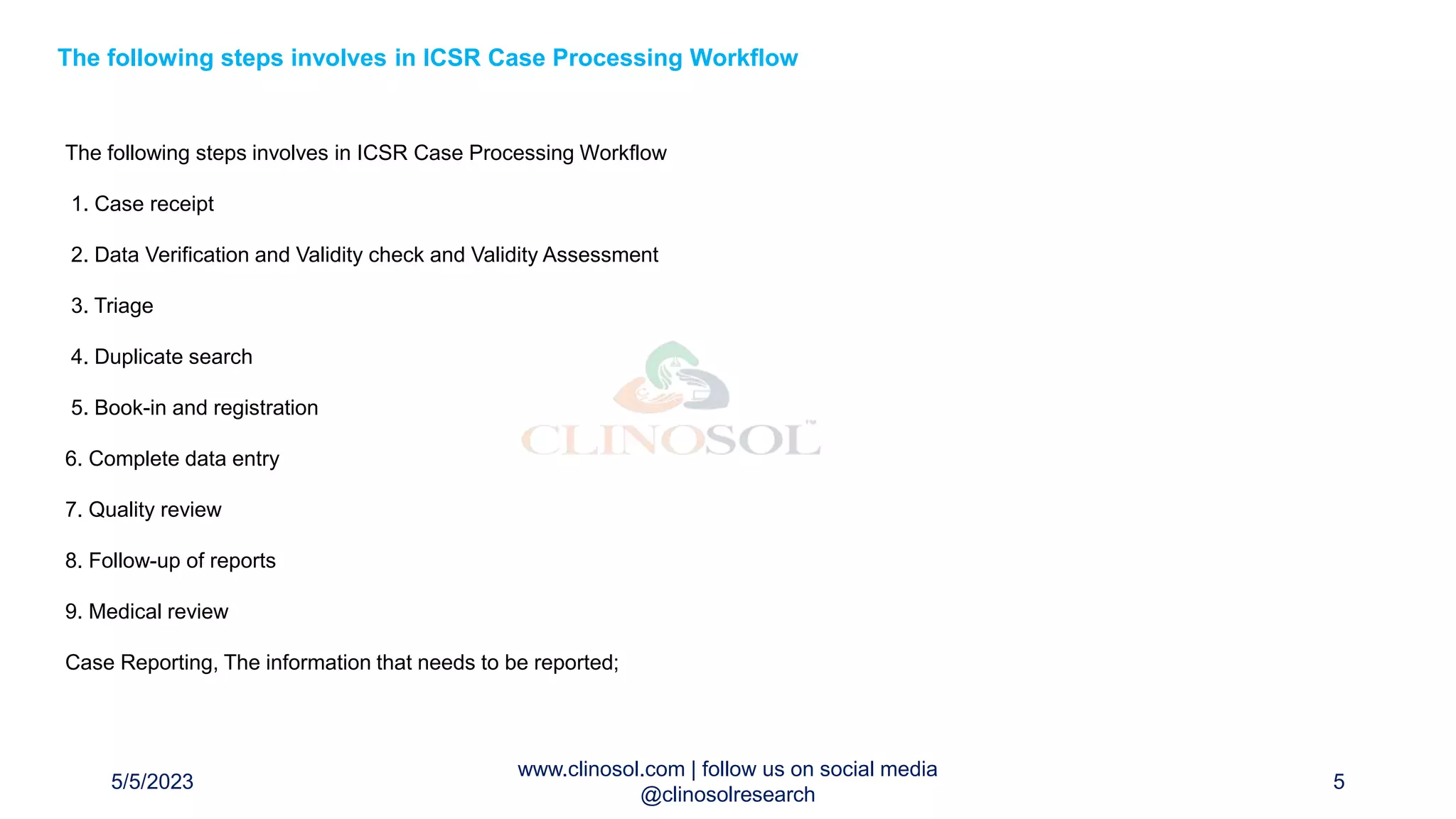 Collection, Processing and Reporting of ICSR | PPTX