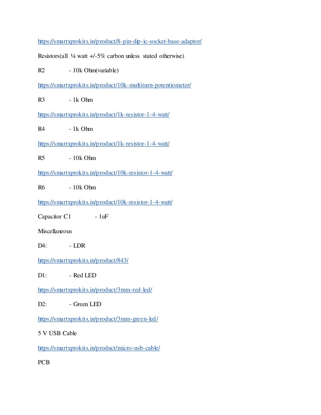 Switch activated through light detection using ldr