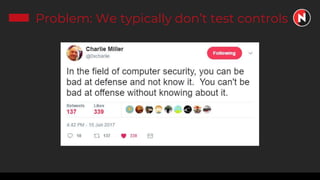 Problem: We typically don’t test controls
 