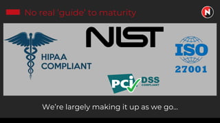 No real ‘guide’ to maturity
We’re largely making it up as we go...
 