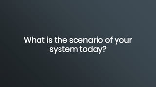 What is the scenario of your
system today?
 