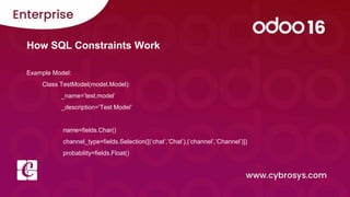 Model Constraints - SQL Constraints Odoo 16 | PPTX