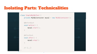 Isolating Parts: Technicalities
 