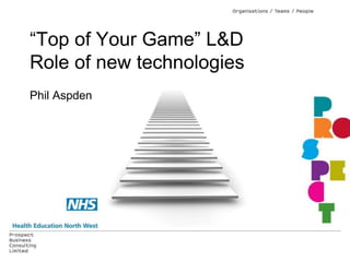 “Top of Your Game” L&D 
Role of new technologies 
Phil Aspden 
 