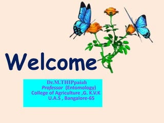 Welcome
Dr.M.THIPpaiah
Professor (Entomology)
College of Agriculture ,G. K.V.K
U.A.S , Bangalore-65
 