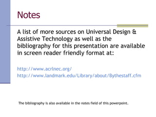 Applying Universal Design to Improve Reference & Instruction Services | PPT