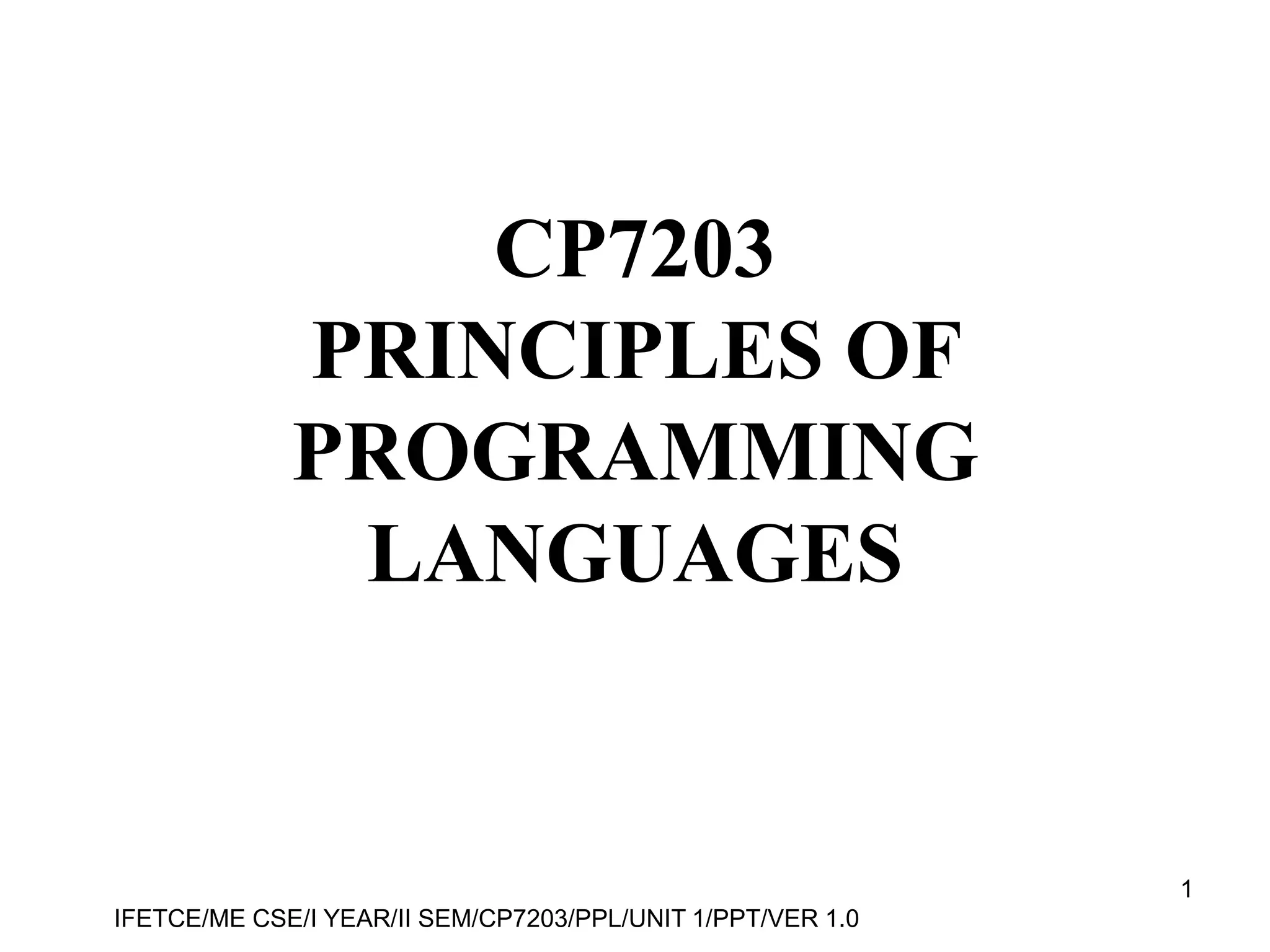 principle of programming language subject unit-1 | PPT