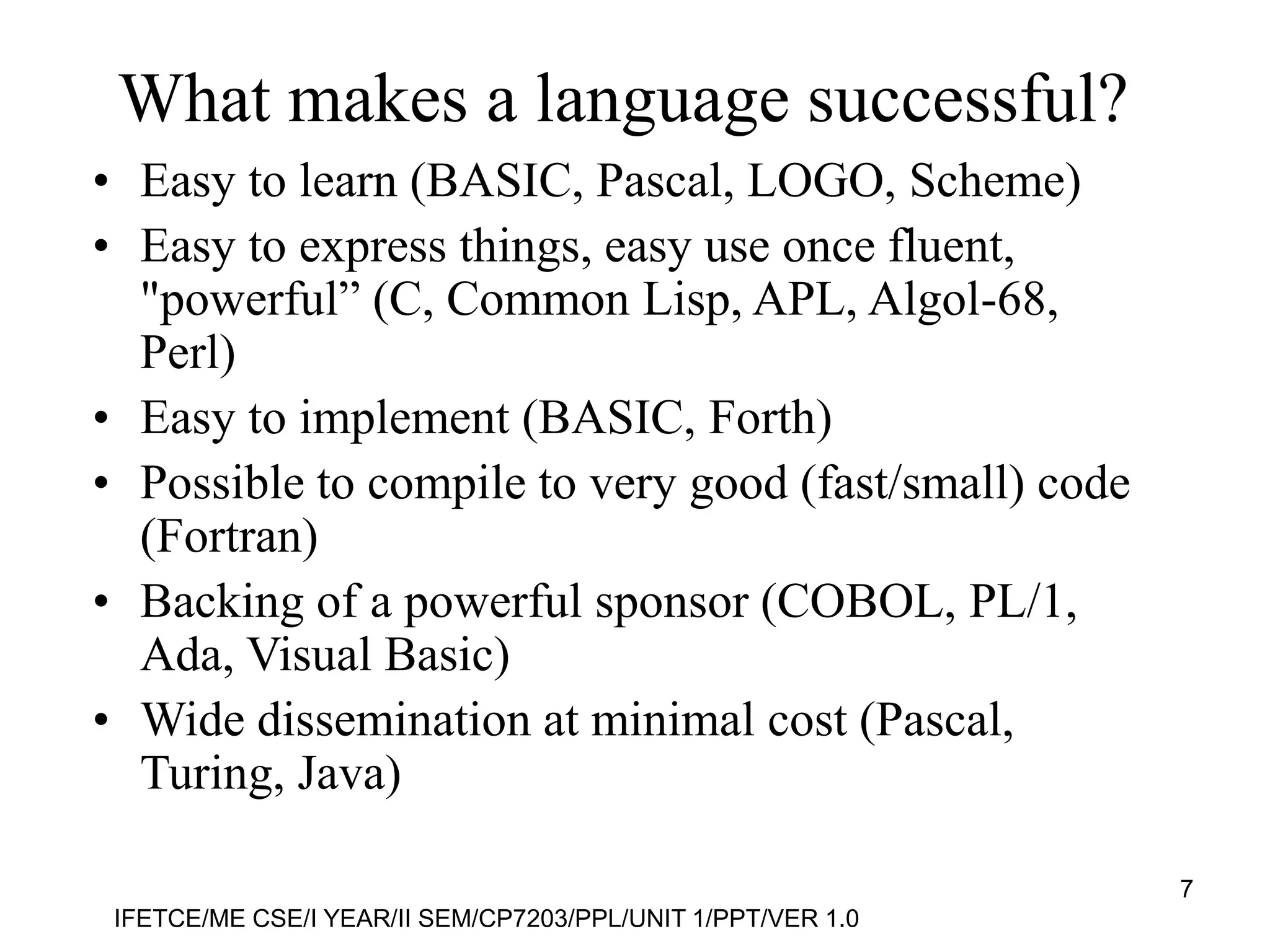principle of programming language subject unit-1 | PPT | Programming ...