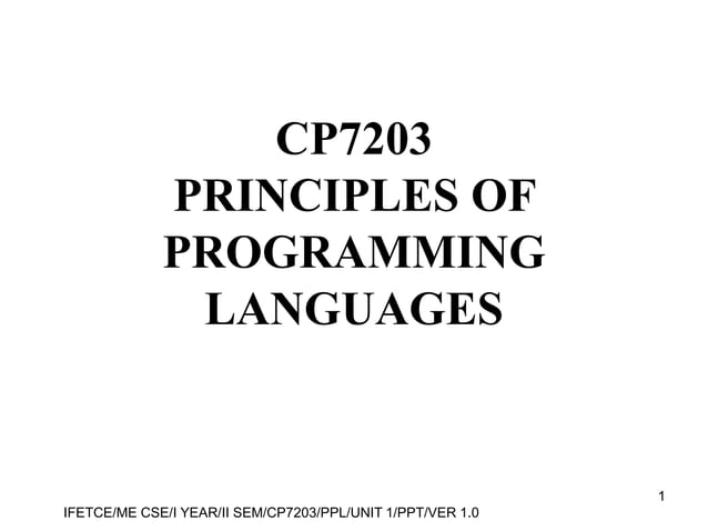 principle of programming language subject unit-1 | PPT | Programming ...