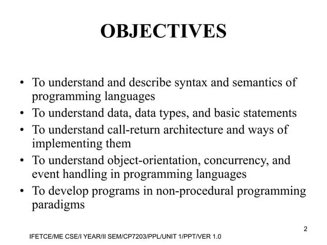 principle of programming language subject unit-1 | PPT | Programming ...