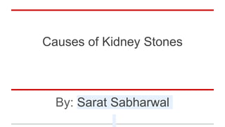 Causes of Kidney Stones
By: Sarat Sabharwal
 