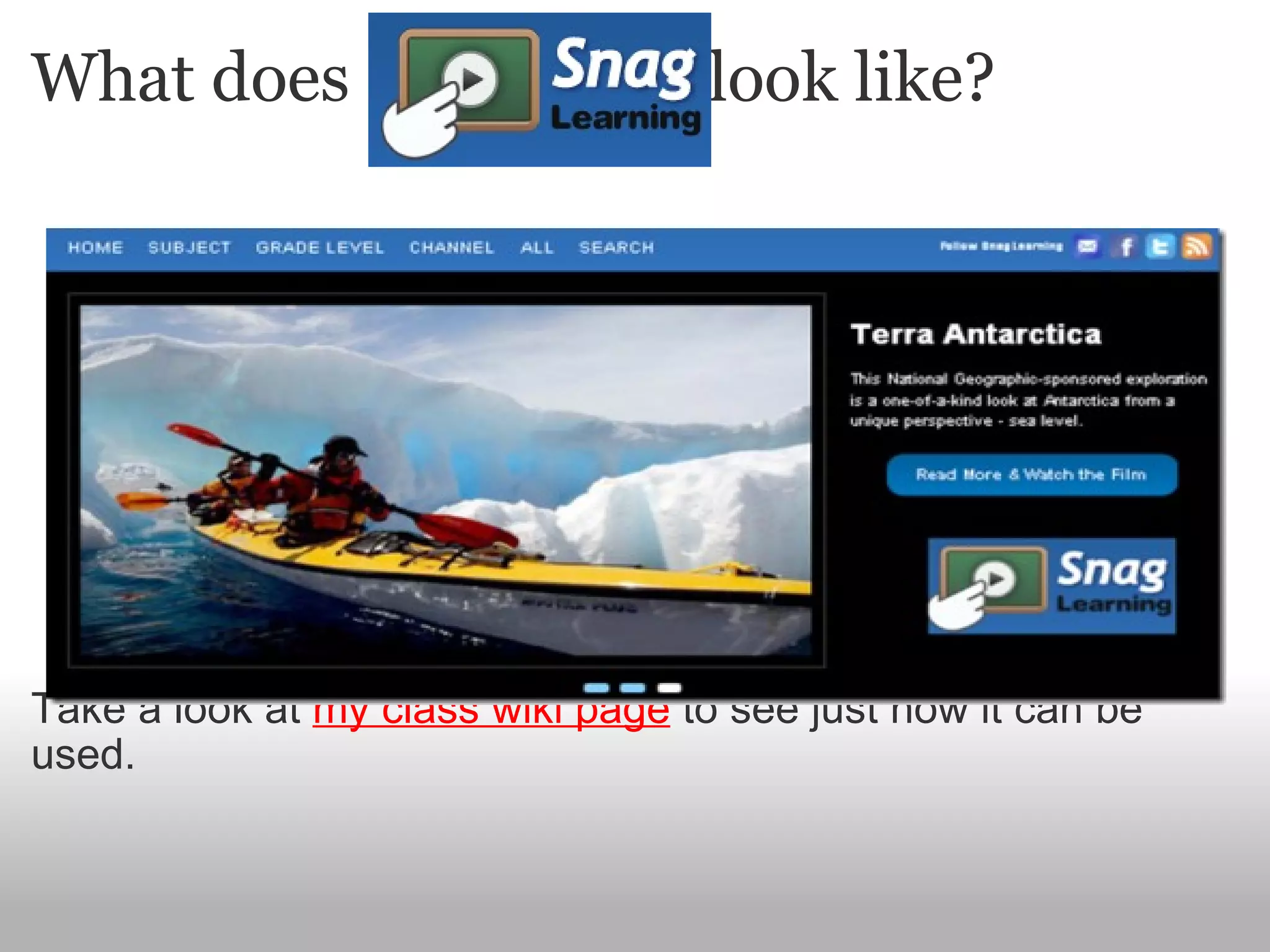 What does                     look like?     Take a look at  my class wiki page  to see just how it can be used. 