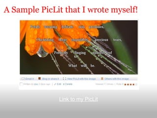 A Sample PicLit that I wrote myself!                         Link to my PicLit 