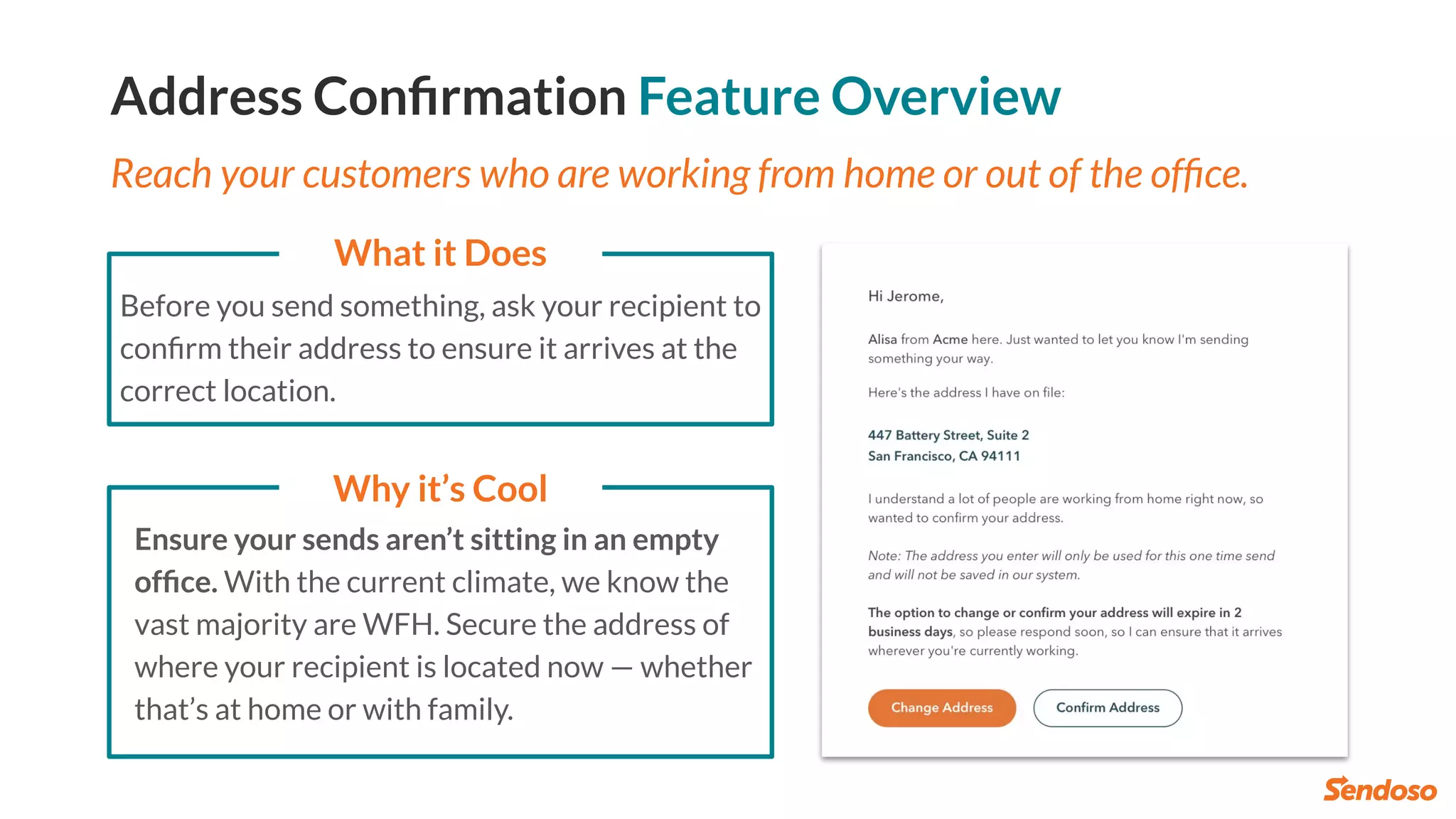 New Sendoso Feature: Address Confirmation | PPT