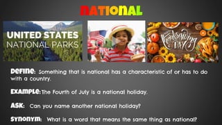 National Definition Examples Copy of Wonders 1-5 Day 1 FINAL grade 1.pptx