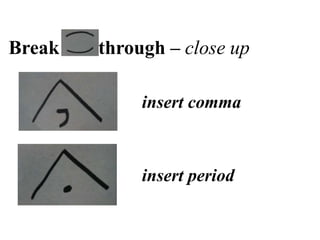 Break through – close up
insert comma
insert period
 