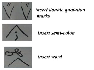 insert double quotation
marks
insert semi-colon
insert word
 