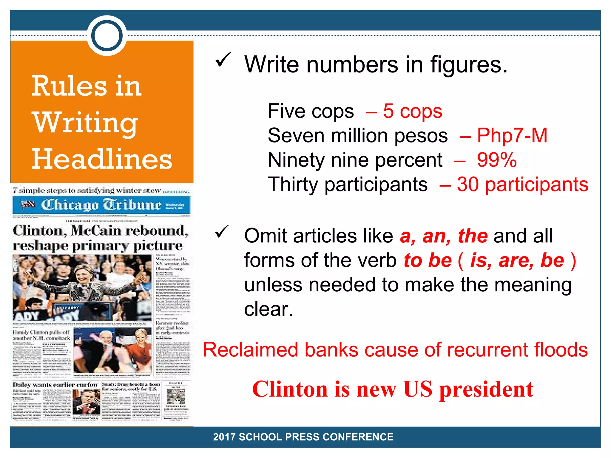 Copyreading and Headline Writing PPT
