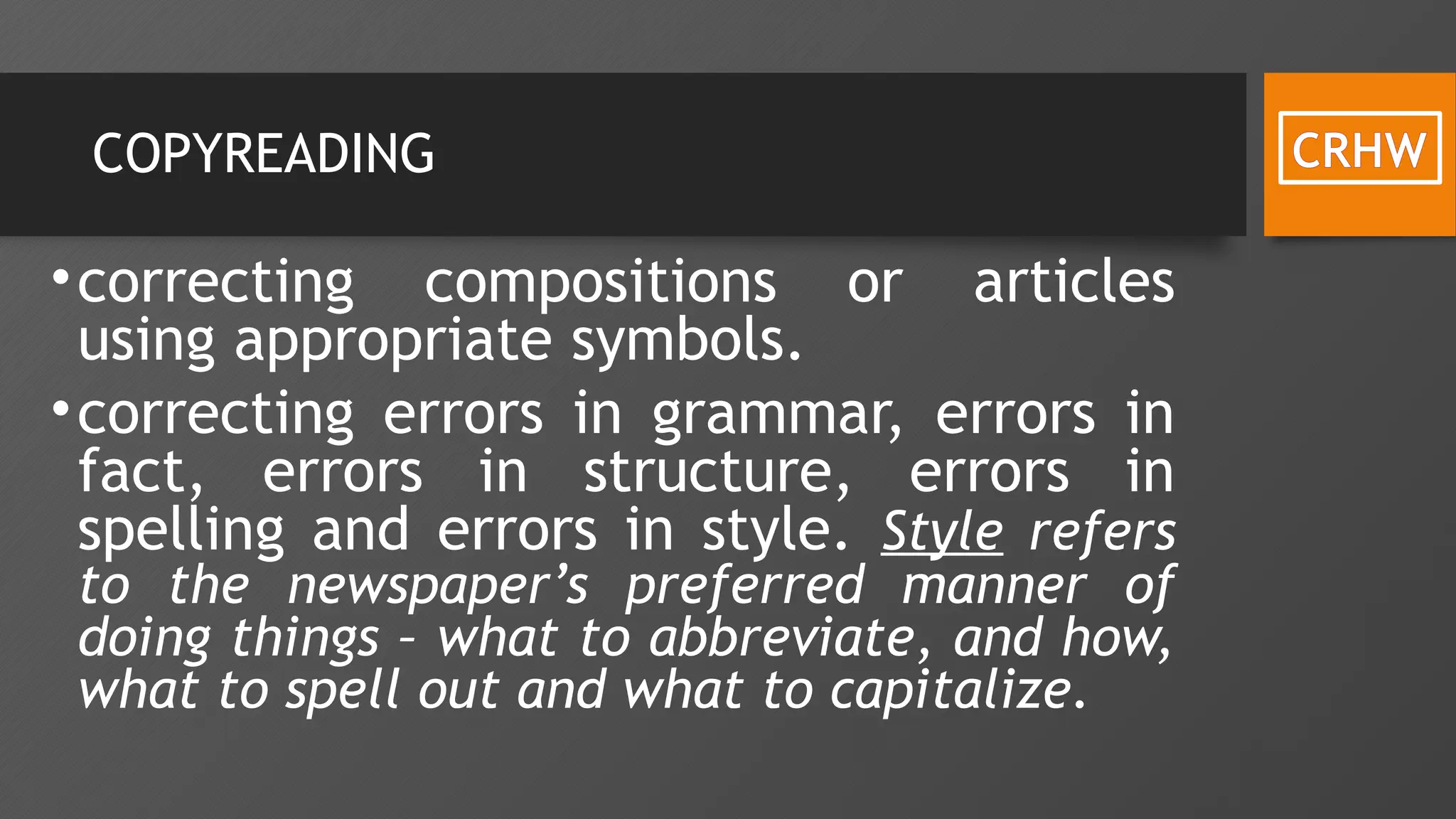 Copyreading and Headline Writing Lesson for Campus Journalism | PPTX