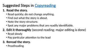 COPY READING AND HEADLINE WRITING EXERCISE | PPTX
