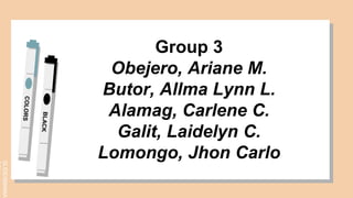 SLIDESMANIA.
Group 3
Obejero, Ariane M.
Butor, Allma Lynn L.
Alamag, Carlene C.
Galit, Laidelyn C.
Lomongo, Jhon Carlo
 