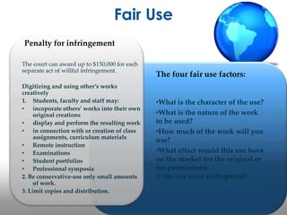  Mass DigitizationContent on the WebThe saving grace: Implied and Express licenses to use Internet materials An author impliedly grants a limited license to use her work in this mannerLiability for posting infringing worksLiablity