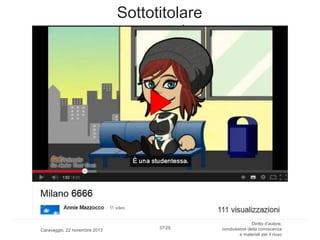 Sottotitolare
un esempio

Caravaggio, 22 novembre 2013

37/29

Diritto d’autore,
condivisione della conoscenza
e materiali per il riuso

 