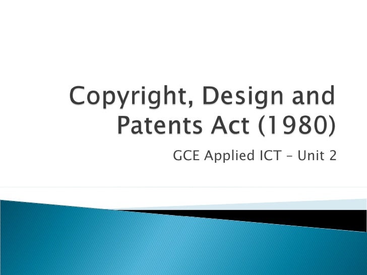 Copyright, Design And Patents Act (1980