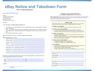 eBay Notice and Takedown Form 