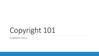 Copyright 101
SUMMER 2015
 