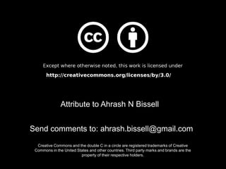 Attribute to Ahrash N Bissell


Send comments to: ahrash.bissell@gmail.com
  Creative Commons and the double C in a circle are registered trademarks of Creative
 Commons in the United States and other countries. Third party marks and brands are the
                         property of their respective holders.
 