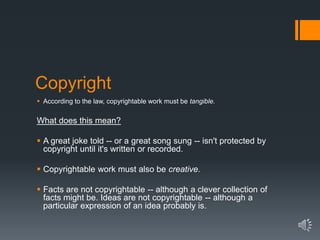 Copyrightable Items Copyright and fair use in education | PPTX