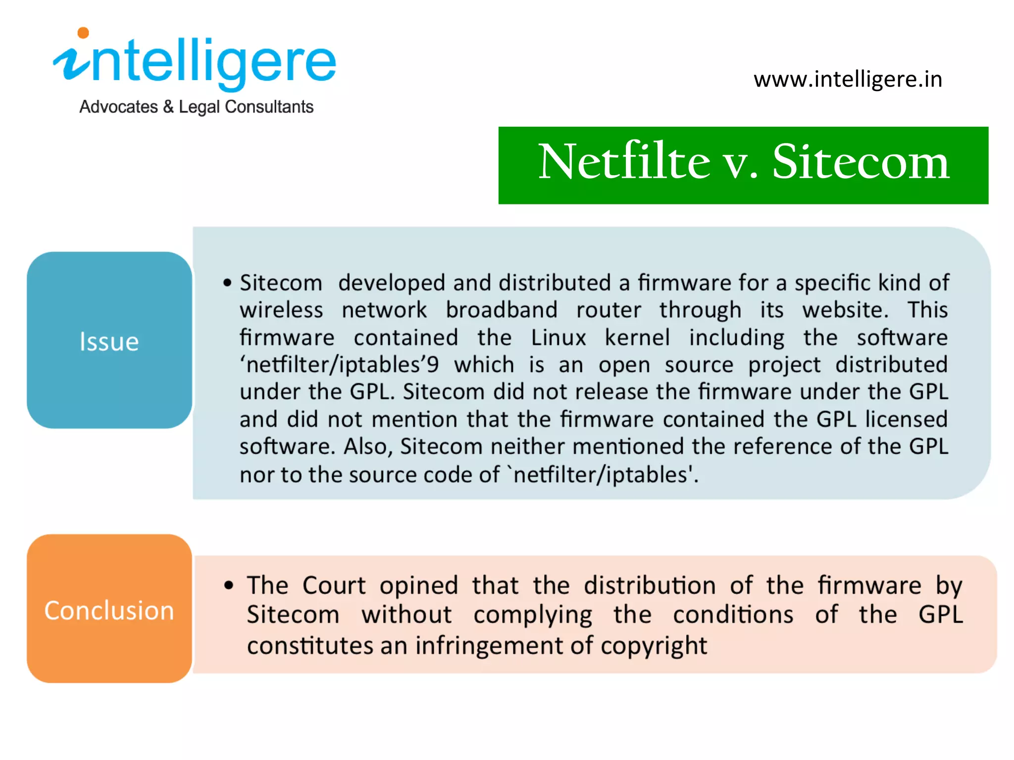 Netfilte v. Sitecom www.intelligere.in 