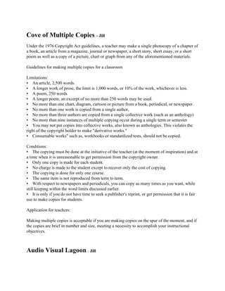 !";/*":*837)/*!"#&/, 5*<&77
P301,%$"1%JU_V%()*+,&-"$%@:$%-5&017&31'6%#%$1#:"1,%9#+%9#<1%#%'&3-71%*")$):)*+%)2%#%:"#*$1,%)2
#%4))<6%#3%#,$&:71%2,)9%#%9#-#`&316%W)5,3#7%),%31;'*#*1,6%#%'"),$%'$),+6%'"),$%1''#+6%),%#%'"),$
*)19%#'%;177%#'%#%:)*+%)2%#%*&:$5,16%:"#,$%),%-,#*"%2,)9%#3+%)2%$"1%#2),1913$&)310%9#$1,'?

A5&017&31'%2),%9#<&3-%957$&*71%:)*&1'%2),%#%:7#'',))9

Z&9&$#$&)3'Q
/ @3%#,$&:716%L6O[[%;),0'?
/ @%7)3-1,%;),<%)2%*,)'16%$"1%7&9&$%&'%J6[[[%;),0'6%),%J[%)2%$"1%;),<6%;"&:"1>1,%&'%71''?
/ @%*)196%LO[%;),0'
/ @%7)3-1,%*)196%#3%1=:1,*$%)2%3)%9),1%$"#3%LO[%;),0'%9#+%41%5'10?
/ G)%9),1%$"#3%)31%:"#,$6%0&#-,#96%:#,$))3%),%*&:$5,1%2,)9%#%4))<6%*1,&)0&:#76%),%31;'*#*1,?
/ G)%9),1%$"#3%)31%;),<%&'%:)*&10%2,)9%#%'&3-71%#5$"),6
/ G)%9),1%$"#3%$",11%#5$"),'%#,1%:)*&10%2,)9%#%'&3-71%:)771:$&>1%;),<%D'5:"%#'%#3%#3$")7)-+F
/ G)%9),1%$"#3%3&31%&3'$#3:1'%)2%957$&*71%:)*+&3-%)::5,%05,&3-%#%'&3-71%$1,9%),%'191'$1,
/ a)5%9#+%3)$%*5$%:)*&1'%&3$)%:)771:$&>1%;),<'6%#7')%<3);3%#'%#3$")7)-&1'?%K"&'%>&)7#$1'%$"1
,&-"$%)2%$"1%:)*+,&-"$%")701,%$)%9#<1%801,&>#$&>1%;),<'?8
/ ()3'59#471%;),<'8%'5:"%#'6%;),<4))<'%),%'$#30#,0&`10%$1'$'6%'")570%3)$%41%:)*&10?

()30&$&)3'Q
/ K"1%:)*+&3-%95'$%41%0)31%#$%$"1%&3&$&#$&>1%)2%$"1%$1#:"1,%D#$%$"1%9)913$%)2%&3'*&,#$&)3F%#30%#$
#%$&91%;"13%&$%&'%53,1#')3#471%$)%-1$%*1,9&''&)3%2,)9%$"1%:)*+,&-"$%);31,?
/ ^37+%)31%:)*+%&'%9#01%2),%1#:"%'$5013$?
/ G)%:"#,-1%&'%9#01%$)%$"1%'$5013$%1=:1*$%$)%,1:)>1,%)37+%$"1%:)'$%)2%:)*+&3-?
/ K"1%:)*+&3-%&'%0)31%2),%)37+%)31%:)5,'1?
/ K"1%'#91%&$19%&'%3)$%,1*,)05:10%2,)9%$1,9%$)%$1,9?
/ !&$"%,1'*1:$%$)%31;'*#*1,'%#30%*1,&)0&:#7'6%+)5%:#3%:)*+%#'%9#3+%$&91'%#'%+)5%;#3$6%;"&71
'$&77%<11*&3-%;&$"&3%$"1%;),0%7&9&$'%0&':5''10%1#,7&1,?
/ H$%&'%)37+%&2%+)5%0)%3)$%"#>1%$&91%$)%'11<%#%*547&'"1,R'%,1*,&3$6%),%-1$%*1,9&''&)3%$"#$%&$%&'%2#&,
5'1%$)%9#<1%:)*&1'%2),%'$5013$'?

@**7&:#$&)3%2),%$1#:"1,'Q

S#<&3-%957$&*71%:)*&1'%&'%#::1*$#471%&2%+)5%#,1%9#<&3-%:)*&1'%)3%$"1%'*5,%)2%$"1%9)913$6%#30%&2
$"1%:)*&1'%#,1%4,&12%&3%35941,%#30%'&`16%911$&3-%#%31:1''&$+%$)%#::)9*7&'"%+)5,%&3'$,5:$&)3#7
)4W1:$&>1'?



=34&"*>&,3+7*?+'""- C <&77
 